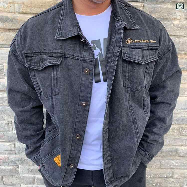 メンズ マッスル 秋 フィットネス ウォッシュ 加工 ダメージ デニム ジャケット ゆったり 大きいサイズ アメカジ｜セキュアデポ