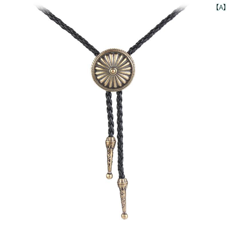 メンズ アクセサリー ネックレス ループタイ レトロ ボロタイ ナット 合金 ジュエリー デニム レザー パンク ウエスタン
