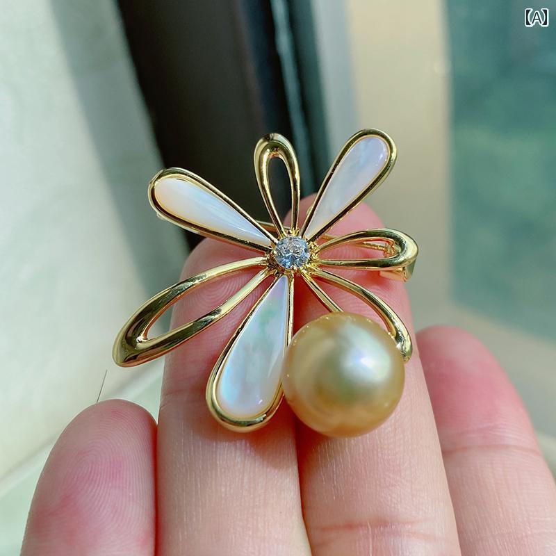 アクセサリー DIY ※パールなし 空ホルダー 半完成品 螺鈿 おしゃれ マロニエ ブローチ ピン パール 蜜蝋 翡翠 コサージュ ホルダー