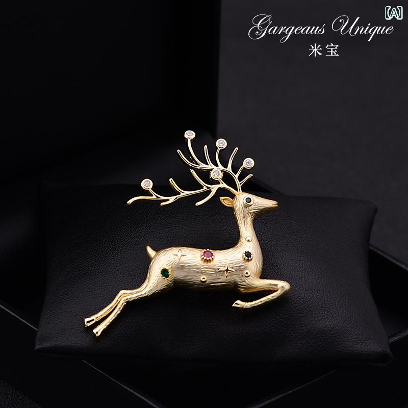 レディース アクセサリー ブローチ 美しい 韓国 クリスマス ヘラジカ ハイエンド コサージュ かわいい 鹿 衣類 セーター ピン バックル