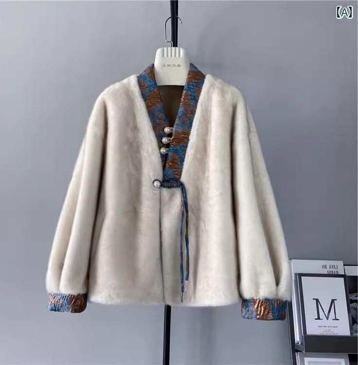 レディース カジュアル ファッション 綿服 v ネック 毛皮 コート 女性 ショート ワンピース