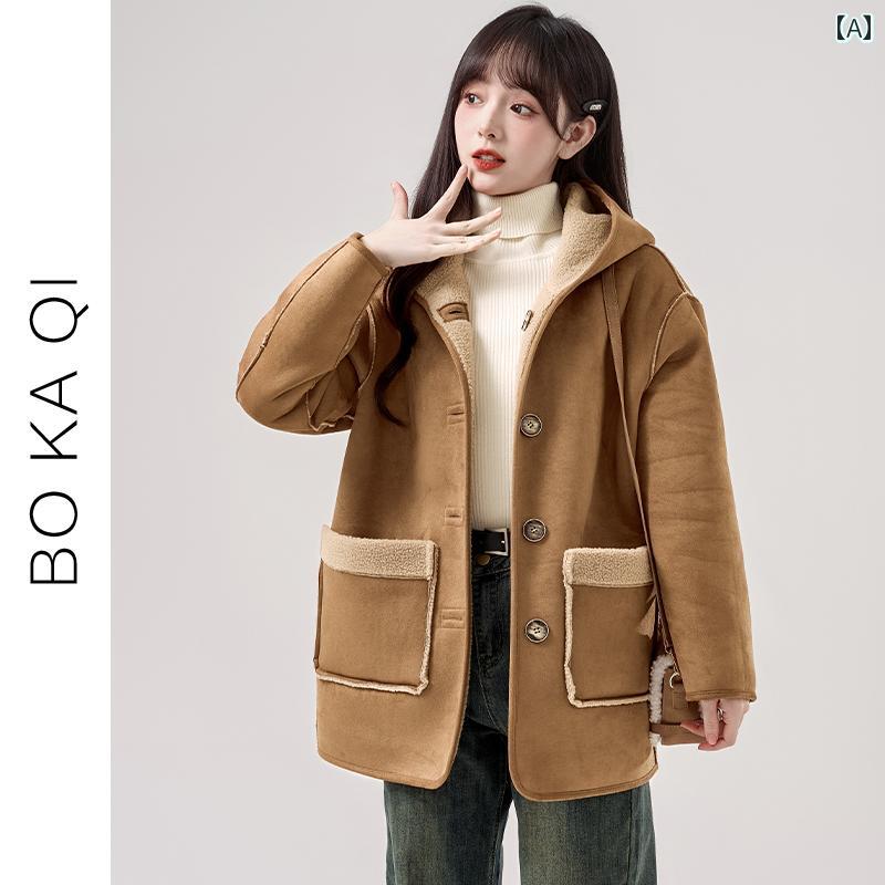 レディース ファッション 冬 フード付き 毛皮 ワンピース リバーシブル ダブル ウェア コットンコート 女性 ガーリー カレッジ ゆったり 小さい 厚手 コート