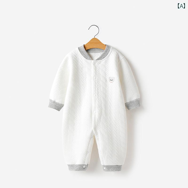 ロンパース かわいい ベビー 服 秋冬 ワンピース 洗濯 バサミ 綿 あったか パジャマ 男女 新生児 寝間着 秋
