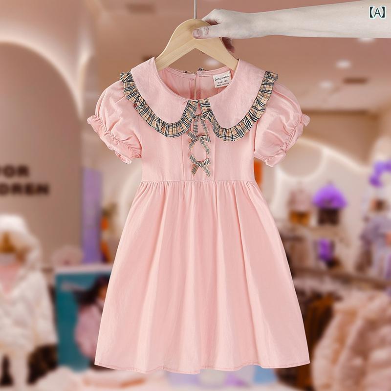 夏 キッズ ワンピース 女の子 ドレス 子供服 小さい 薄手 プリンセス 人形 襟 西洋 サマー 4,671円