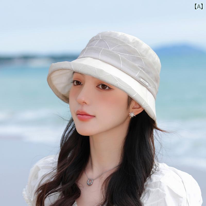 レディース 夏 帽子 日除け アウトドア レジャー フィッシャーマン ハット 女性 サマー オー ガンザ エレガント 小顔見せ 旅行 バケット 折りたたみ 日焼け防止