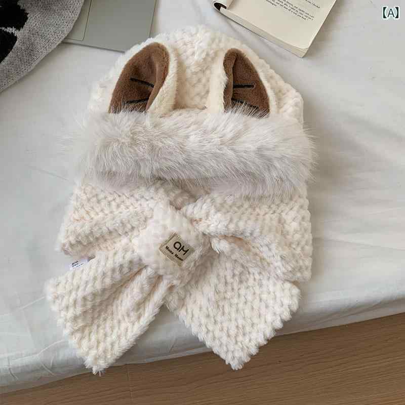 毛皮 覆われた 耳保護 厚手 スカーフ ワンピース 帽子 暖かい ニット 耳 甘くて かわいい ロシア