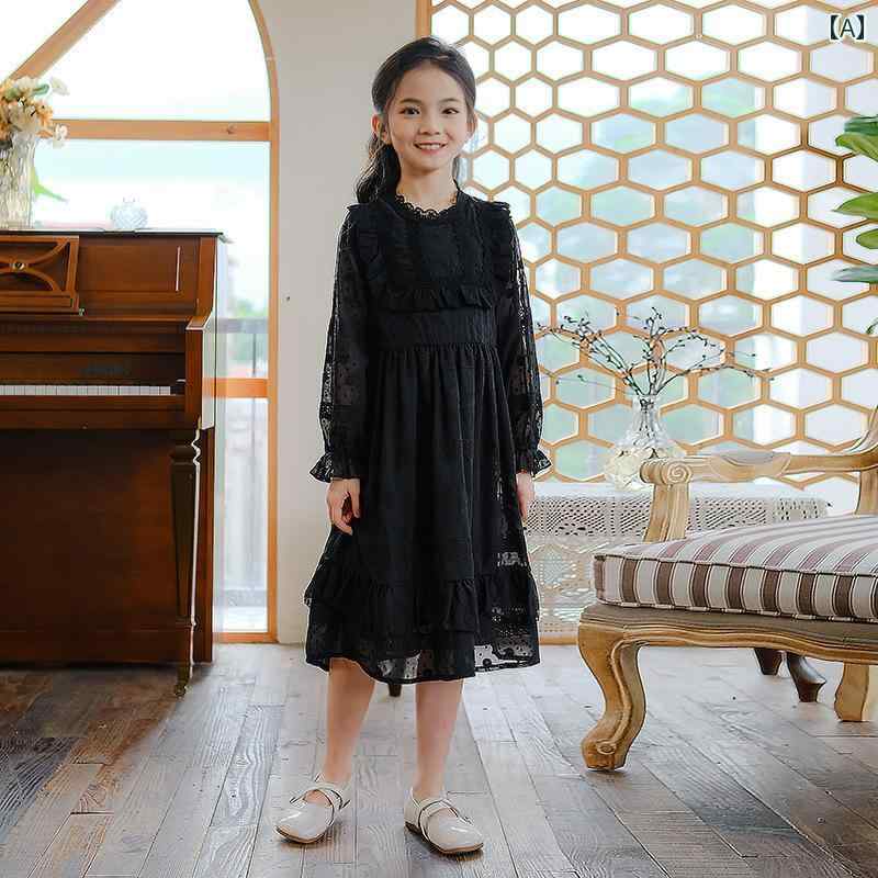 ワンピース かわいい 女の子 ガールズ 春秋 刺繍 ドレス 韓国 西洋 中大 子供 フェアリー 底 プリンセス