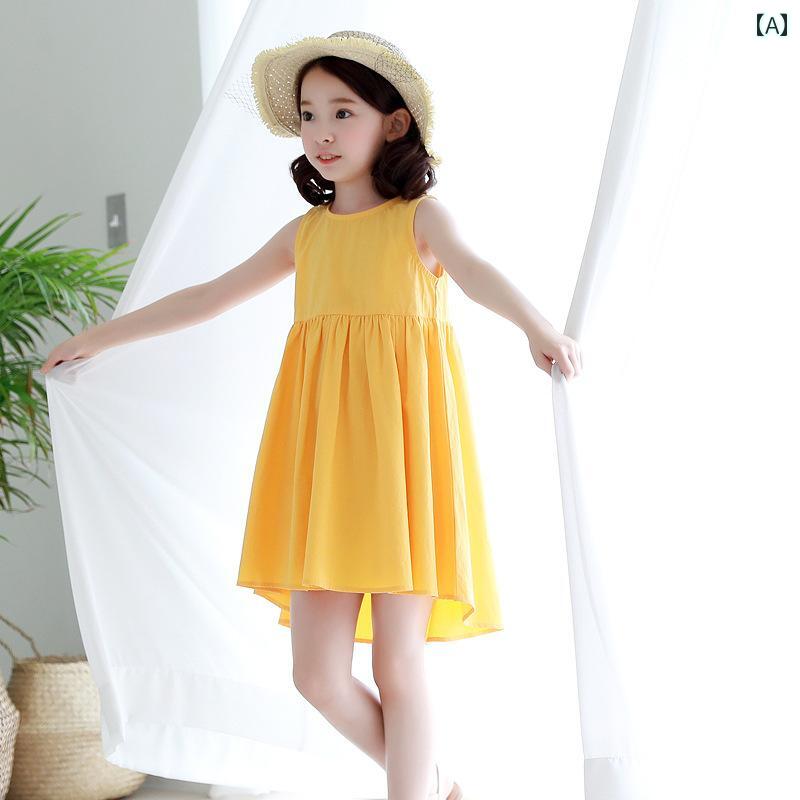 夏 ワンピース かわいい 女の子 スーパー スタイリッシュ ガールズ プリンセス ドレス 大きい 子供 オフショルダー ノースリーブドレス 韓国 ビーチ 綿