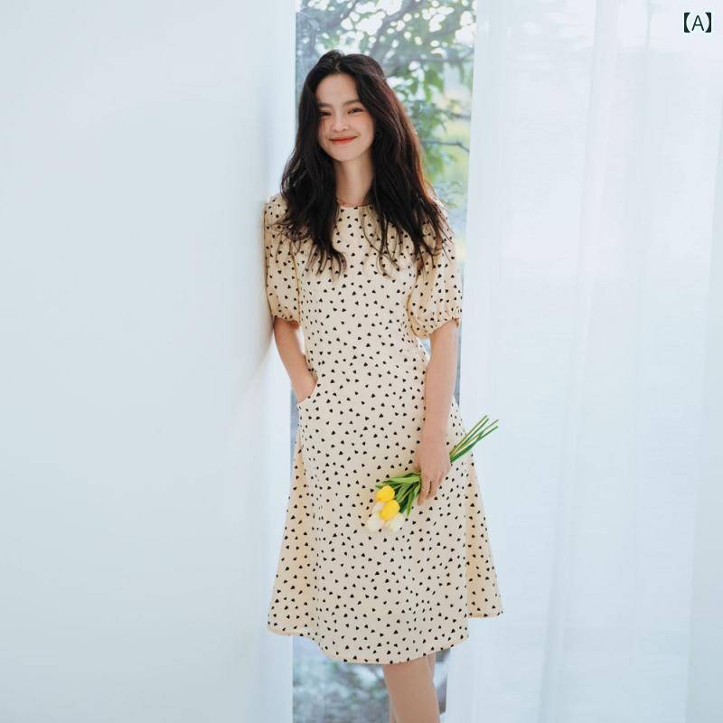 レディース 夏 サマー ワンピース きれいめ 上品 婦人服 マザーズ フレンチ 花柄 ドレス 女性 水玉 スリムティー ブレイク ミドル丈 スカート 若々しい|セキュアデポ