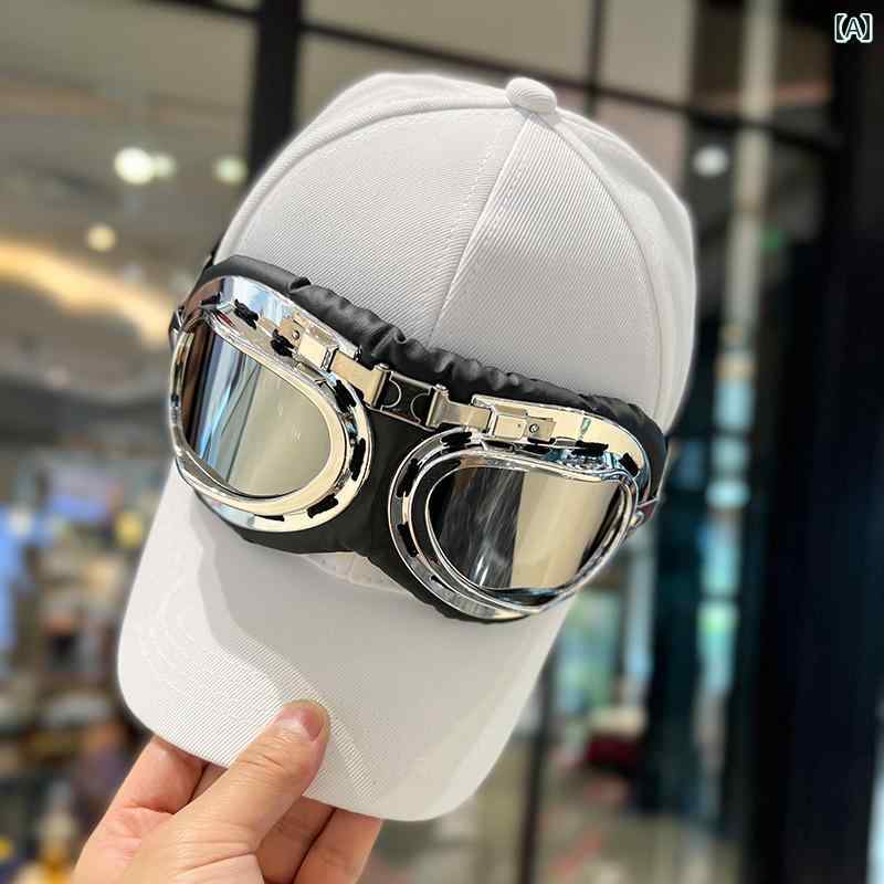 メンズ レディース ベースボール キャップ パイロット ハット 韓国 サングラス 野球帽 クール ストリート ヒップ ホップ メガネ ひさし 帽子