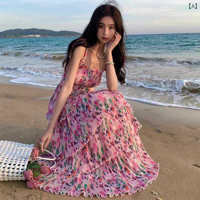 レディース リゾート ワンピース 海辺 休暇 ビーチ スカート 女性 旅行 ドレス 島 衣装 スタイリッシュ ガール 草原