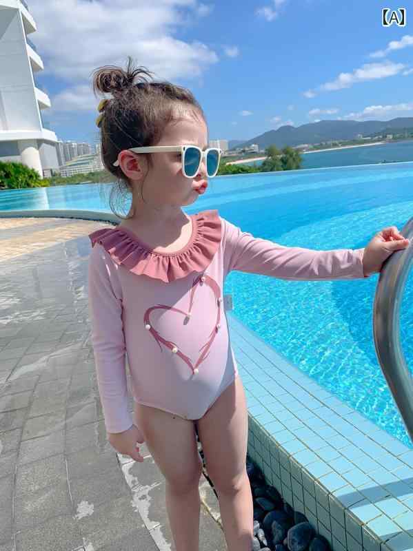 夏 水着 キッズ リゾート プール ビーチ 水泳 水遊び 子供用 スイムウェア ラッシュガード 女の子 ワンピース 長袖 日焼け防止 プリンセス 温泉 韓国｜セキュアデポ
