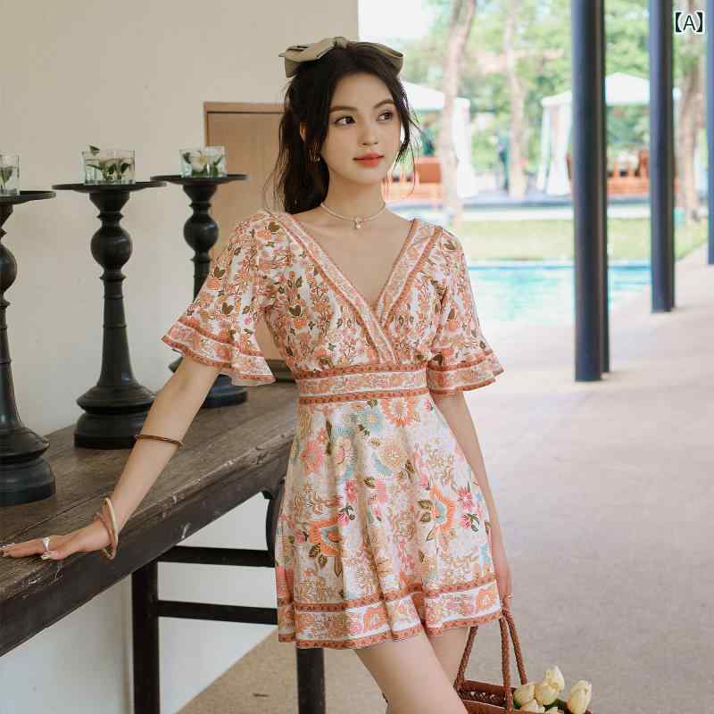 レディース 夏 水着 おしゃれ リゾート ビーチ プール 海水浴 大きめ サイズ 保守的 ワンピース ボクサー 女性用 スリム 見せ お腹 カバー ワイヤー 旅行