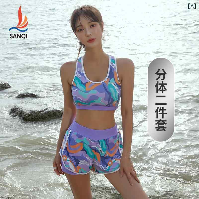 レディース 水着 スポーツ フィットネス ウェア サマーレジャー トレーニング マリンスポーツ セパレート 女性 保守的 ボクサー ブリーフ 日焼け防止 服 スリーピース