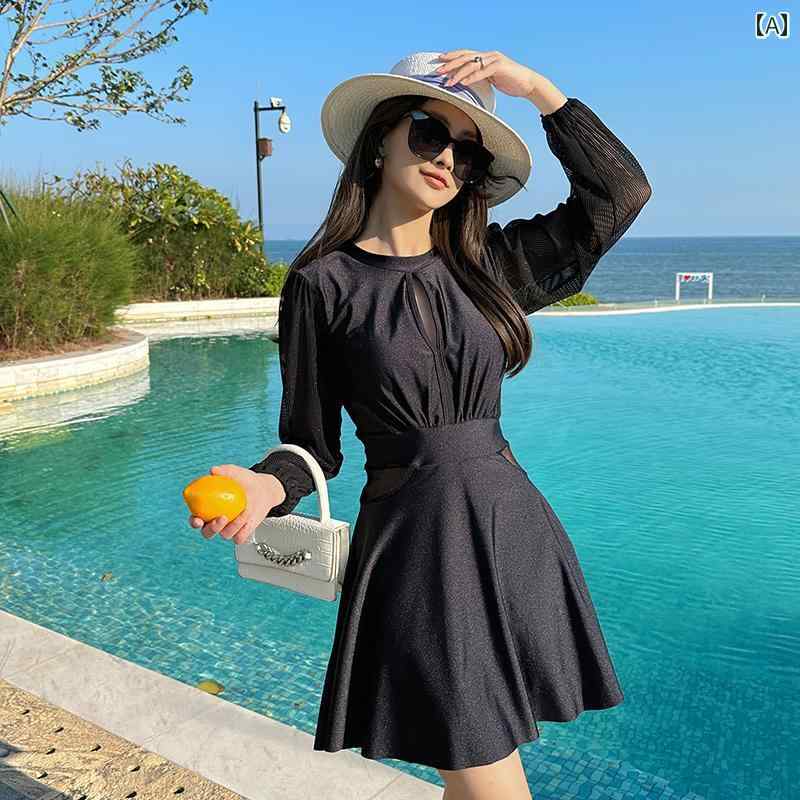 レディース ワンピース スカート 水着 かわいい リゾート ビーチ プール おしゃれ サマーレジャー 女性 女王様用 高級感 スタイル 角 袖 着痩せ お腹 カバー 温泉 旅行 用