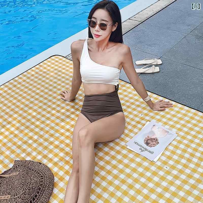 レディース 夏 水着 おしゃれ ビーチ プール 海水浴 リゾート レジャー ワンピース 三角 ワンショルダー セクシー ギャザー 韓国 ビキニ お腹 カバー スリム 見せ 温泉 旅行