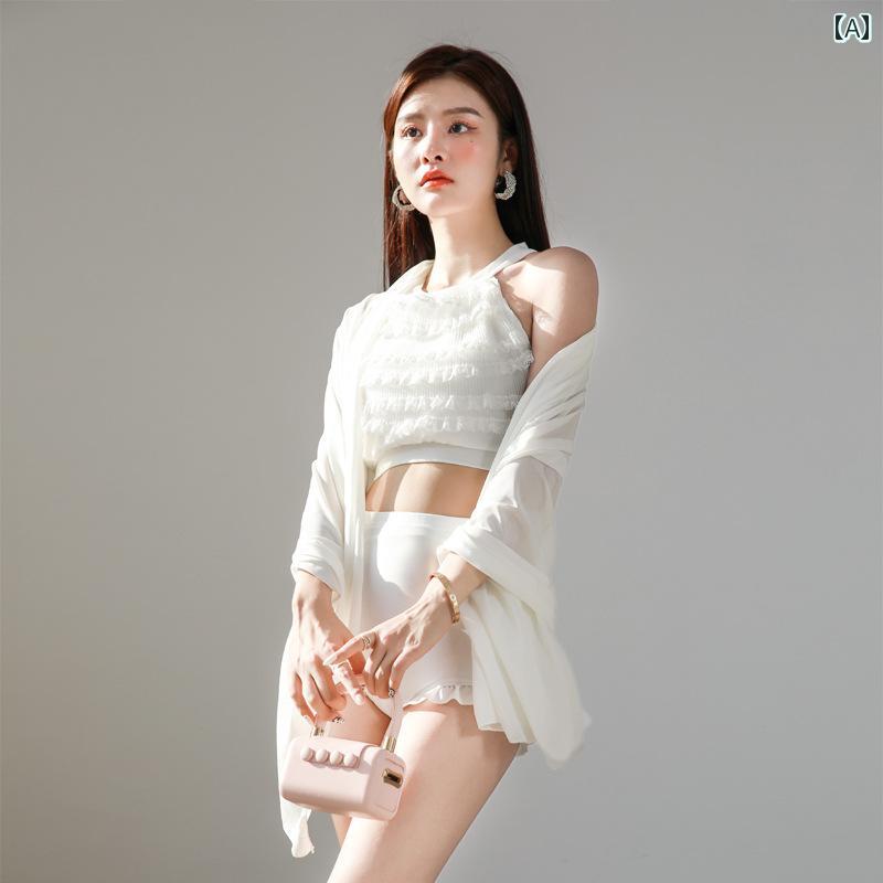 レディース 夏 ビキニ 水着 おしゃれ ビーチ リゾート プール レジャー 韓国 セクシー スリム セパレート バストアップ スリーピース 女性用