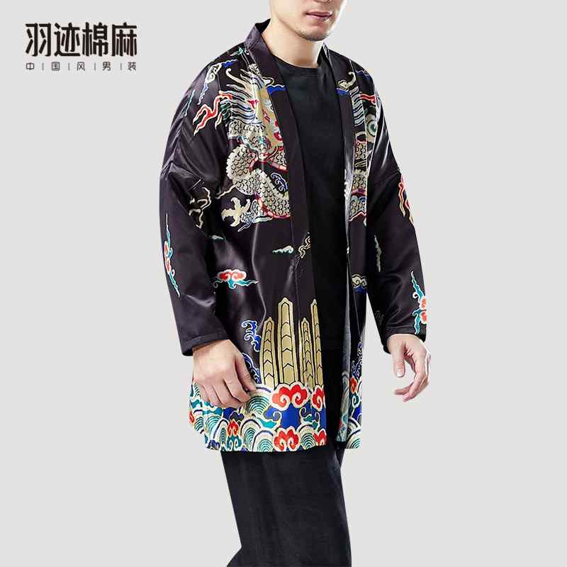 上衣 メンズ 秋 春 長袖 火竜柄 中華風 火竜衣装 刷り上げる ジレー 漢服 レトロ 道教 衣装 トップス