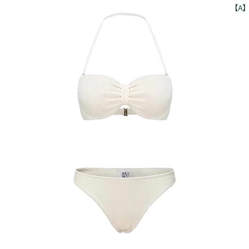 レディース ビキニ 水着 プール ビーチ 海水浴 女性 魅惑的 小胸 プッシュアップ スリム スプリット トライアングル リゾート 温泉