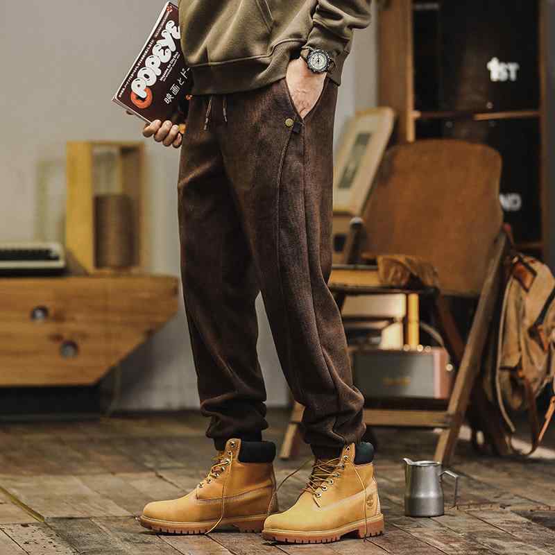 パンツ ズボン おしゃれ ファッション メンズ 秋冬 アメリカン コーデュロイ スウェット ゆったり カジュアル 大きめサイズ ウエストゴム メンズ ゆったり