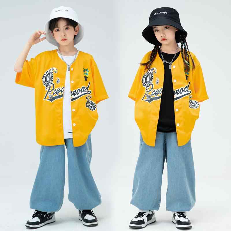 子供服 女の子 男の子 シャツ Tシャツ デニムパンツ コスチューム バンド ダンス ヒップホップ ストリート系 パフォーマンス 衣装 クール かっこいい キッズ