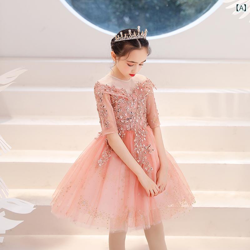 キッズ 子供服 女の子 ロングドレス かわいい おしゃれ 韓国 着やい プリンセス お祝い セレモニー 式典 祝賀 撮影 発表会 パーティー イベント 結婚式 フラワーガール パフォーマンス コスチューム 衣装 アイテム