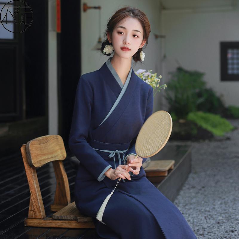 レディース チャイナ風 チャイナ風 ドレス 春 春秋 クロス ブレスト 漢服 スリム スカート Aラインスカート ロングスカート｜セキュアデポ