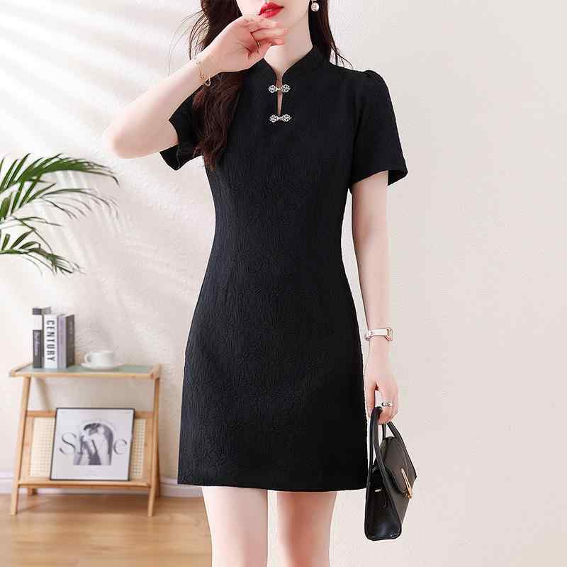 衣装 レディース 御前上等感 新瀬戸もの風 ジャカード織り 桑地絹 春夏 半袖 体型押しかぶせる 着痩せ 窈窕たる 窈窕たる 黒 ドレープ感 照明ランプ色合い ご機嫌酉の方角 飾り付け名取り草 組みかえる瀬戸ものお召しもの ミモレ丈 その他-日用品雑貨・文房具・手芸