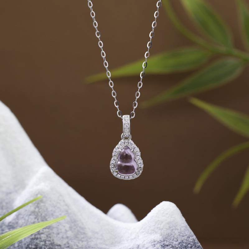 ネックレス レディース S925純銀 天然アメジスト 瓢箪モチーフ 軽やかな贅沢 上品 鎖骨チェーン おしゃれ 普段使い オフィス カジュアル パープル
