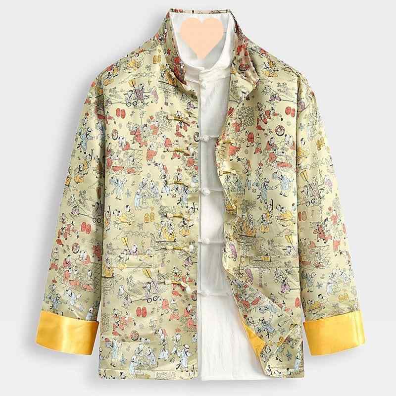 漢服 シャツ トップス メンズ 男性用 大きいサイズ 高級感 上品 香雲紗 シルク 絹 長袖 アイロン不要 快適 チャイナシャツ 中国風 伝統衣装 舞台衣装 秋冬