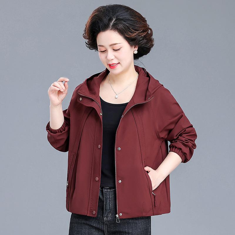 ジャケット レディース ミセス 婦人服 ショート丈 春秋 ゆったり ルーズフィット 長袖 ポロ襟 ファスナー ジップアップ ポケット付き 通勤 オフィス エレガント 綺麗め カジュアル ポリエステル レッド カーキ グリーン