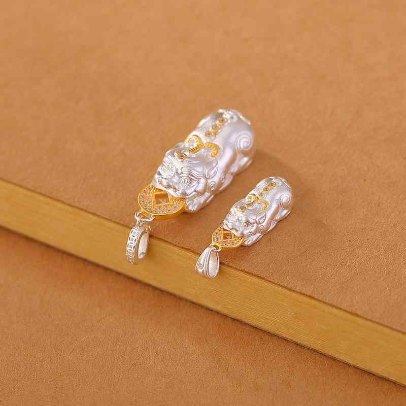 ペンダント シルバー999 金メッキ 分色電気メッキ加工 貔貅 レトロ 中国風 民族風 コイン 古銭 透かし彫り ラッキーアイテム 開運 お守り メンズ ユニセックス ペンダントトップ チェーン別売り｜セキュアデポ