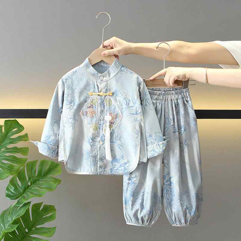 唐装 男の子 キッズ ベビー 春秋 セットアップ 中国風 ネオチャイニーズスタイル 漢服風 中華風 おしゃれ トレンド ソフトタッチ 普段着 お出かけ イベント 衣装