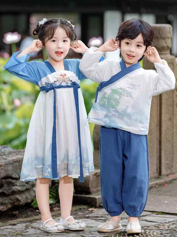 キッズ 男女兼用 男の子 女の子 綿裏地 柔らか素材 漢服 唐装 民族衣装 中国風 新中華風 花柄 かわいい 春秋 セットアップ 上下セット ポリエステル シフォン 4,650円