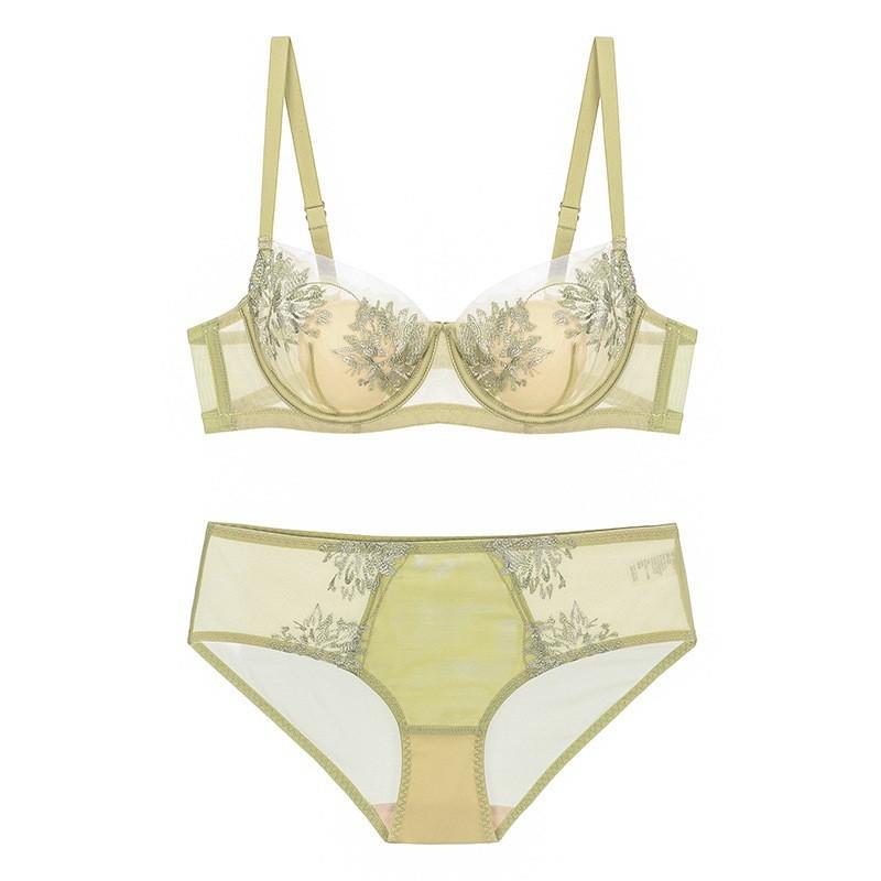 ブラジャー ショーツ セット レディース 女性用 谷間メイク 寄せ上げ 盛りブラ 脇高 ワイヤー入り 薄手 うさ耳カップ 刺繍 レース セクシー フレンチスタイル 快適 3/4カップ