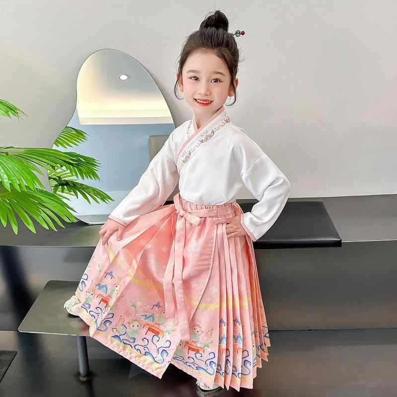 ワンピース 女の子 子供服 キッズ ガールズ 漢服 唐装 チャイナ風 花柄 肌触りの良い 春秋 七五三 発表会 イベント お祝い フォーマル