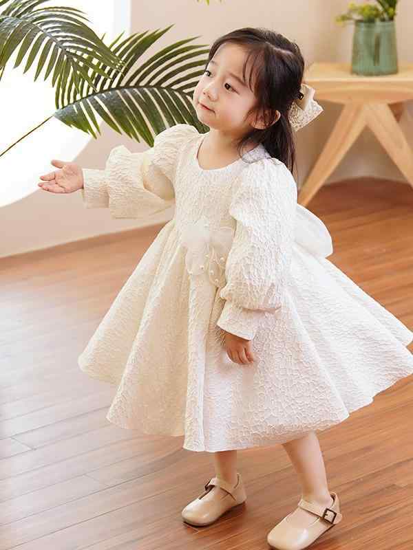 ドレス ベビー キッズ 女の子 フォーマル セレモニー プリンセス 長袖 結婚式 フラワーガール 誕生日 お食い初め 発表会 かわいい おしゃれ 春秋