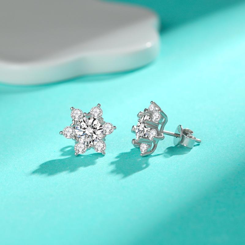 ピアス レディース 女性用 S925 シルバー 純銀製 電気メッキ加工 高品質 八芒星 モチーフ モアサナイト ジルコニア 満載 ファッション 通勤 オフィス カジュアル おしゃれ かわいい デイリーユース 耳飾り