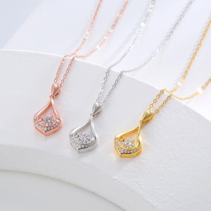ネックレス レディース 女性用 S925シルバー 電気メッキ加工 高級感 ダンシングハート ドロップ 雫型 ペンダント トップ 鎖骨O字チェーン 欧米風 レトロ 通勤 春夏 41-50cm
