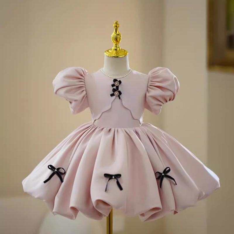 ドレス 女児 女の子 子供用 ベビー プリンセス フォーマル かわいい 発表会 誕生日パーティー 結婚式 フラワーガール ピアノ演奏会 ポリエステル ピンク 80 90 100 110cm対応 オールシーズン