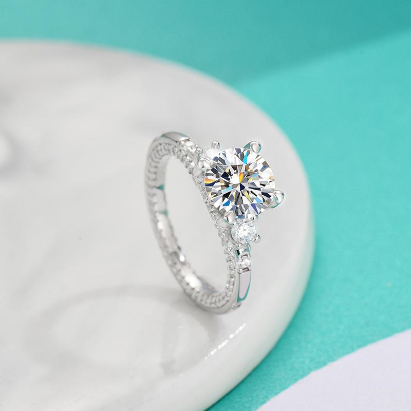 指輪 レディース 女性用 モアサナイト 2カラット プロポーズリング 婚約指輪 S925 スターリングシルバー スタイリッシュ シンプル 華やか 輝き 春夏 ファッション 通勤