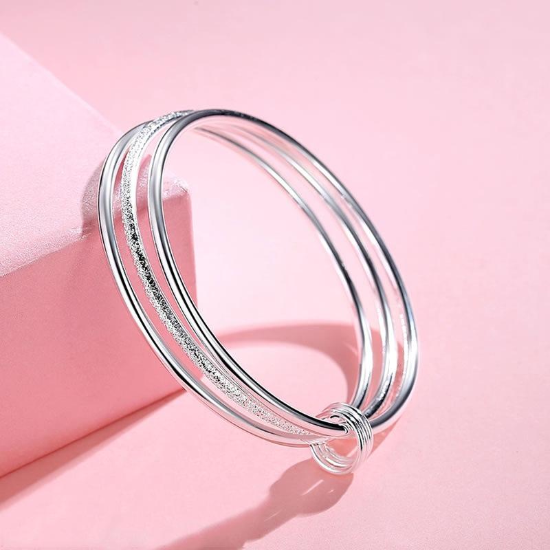 ブレスレット レディース 女性用 純銀製 シルバー999 ハンドメイド 三連 シンプル ラウンド 二連光沢 一連マット プレーン 普段使い オフィス カジュアル 19,237円