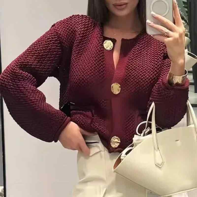 ニット カーディガン レディース 女性用 Vネック 長袖 ゆったり オーバーサイズ 無地 ポケット付き ボタン 包芯ヤーン 欧米スタイル リラックス カジュアル ミドル丈 秋冬 アウター 羽織り