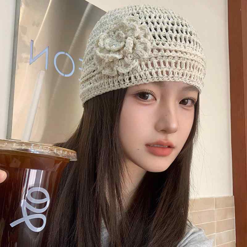 ニット帽 レディース 薄手 透かし編み サマーニットキャップ 春夏 帽子 女性用 小顔効果 かぎ針編み 通気性 蒸れない 軽量 UVカット 日よけ おしゃれ カジュアル 普段使い