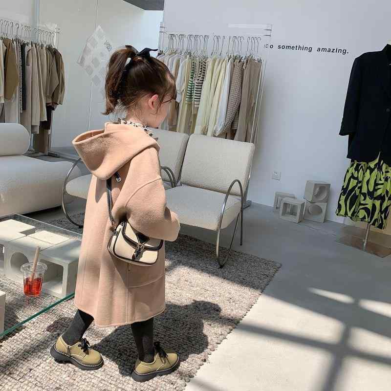 コート キッズ 女の子 厚手 中綿入り 防寒 フード付き メルトン ウール シングルボタン 韓国ファッション ミドル丈 秋冬 ジュニア おしゃれ