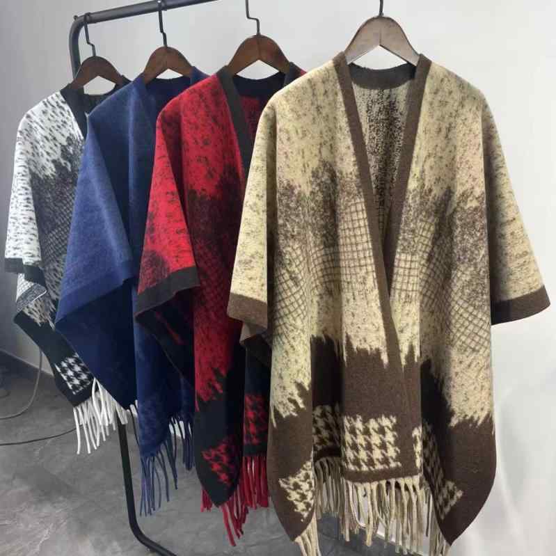 ショール レディース 大判 カシミヤタッチ 厚手 保温 暖か 防寒 ブリットチェック柄 レトロ 上品 万能 秋冬春 韓国風 羽織り ポンチョ ストール