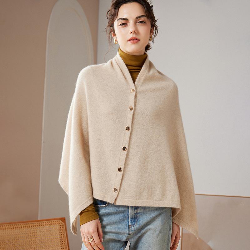 ポンチョ レディース 女性用 保温 防寒 100% ピュア カシミヤ ニット ショール ケープ カーディガン アウター スカーフ 三角形 変形 アシンメトリー 秋冬
