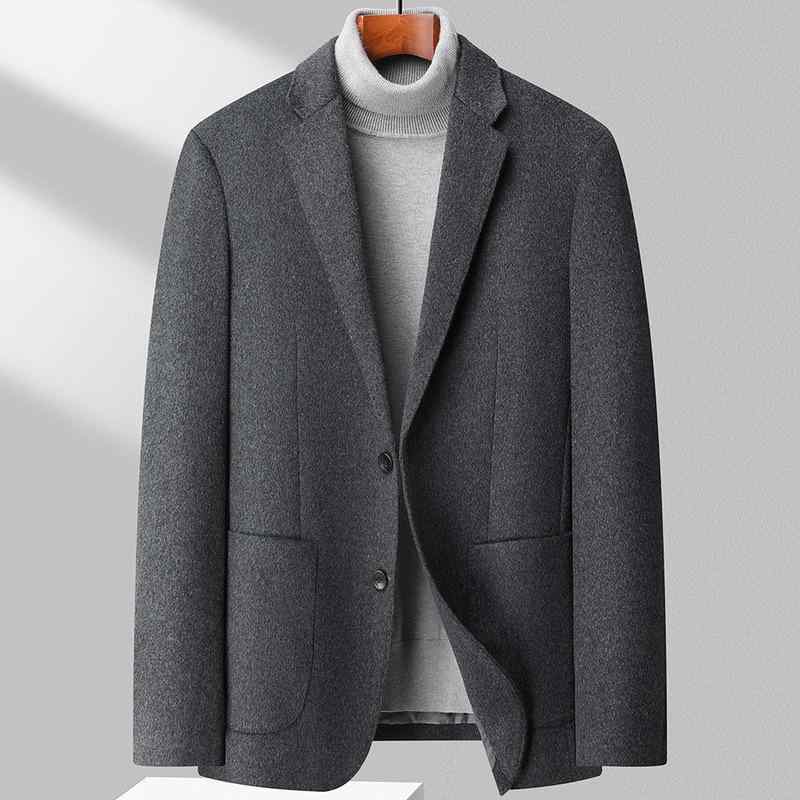 ジャケット メンズ 男性用 ミドル世代 秋冬 厚手 100%羊毛 メルトン シングルブレスト スリムフィット ビジネス カジュアル ビジカジ 通勤 普段使い 無地|セキュアデポ