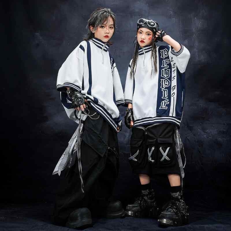 ダンス衣装 キッズ 男の子 女の子 ヒップホップ ストリート系 半袖 スタンドカラー セットアップ 綿素材 パンツ ダンスウェア 発表会 ステージ衣装 男女兼用 ジュニア 4,810円