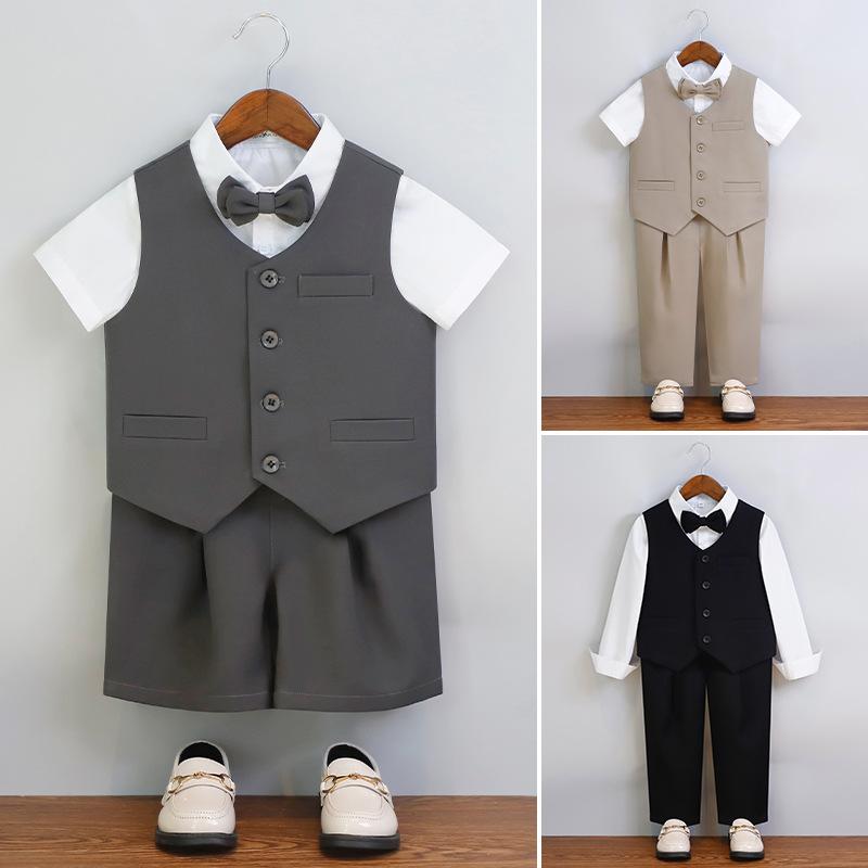 ベストスーツ キッズ 男の子 ボーイズ 子供 Vネック 発表会 ピアノ発表会 演奏会 結婚式 七五三 入園式 卒園式 誕生日 記念日 フォーマル 礼服 無地 春夏秋 韓国スタイル ポリエステル素材